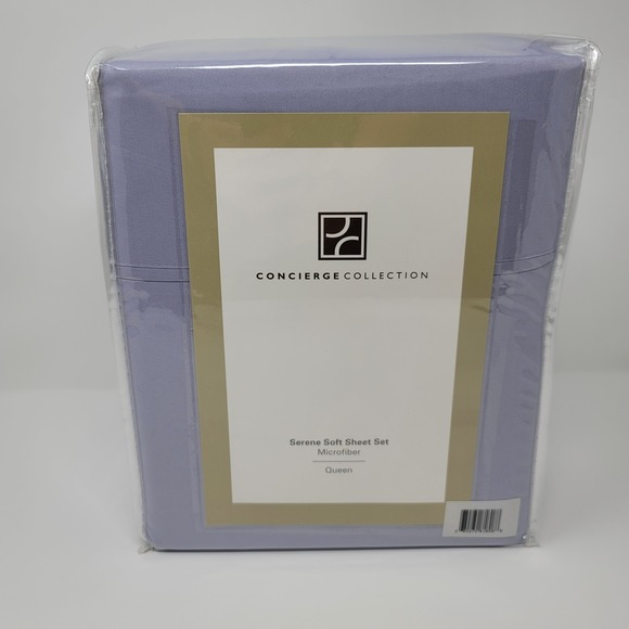 Concierge Collection Queen 6 Pc Soft Sheet Set Lavender Bedding Microfiber New - Picture 2 of 6